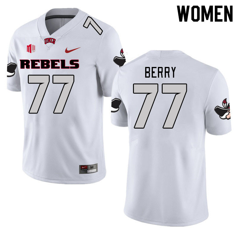 Women #77 Anthony Berry UNLV Rebels 2023 College Football Jerseys Stitched-White - Click Image to Close
